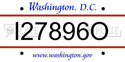 I27896O District Of Columbia License Plate