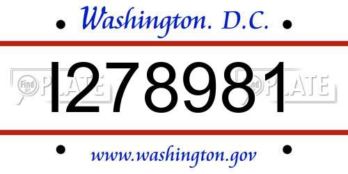 I278981 District Of Columbia License Plate