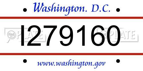 I279160 District Of Columbia License Plate