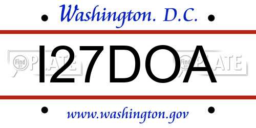 I27DOA District Of Columbia License Plate