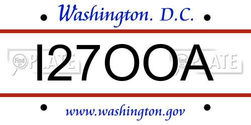 I27OOA District Of Columbia License Plate