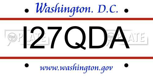 I27QDA District Of Columbia License Plate