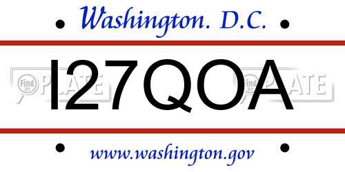 I27QOA District Of Columbia License Plate