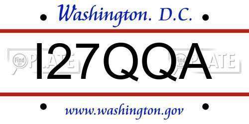 I27QQA District Of Columbia License Plate