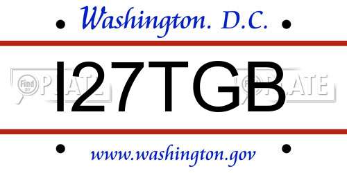I27TGB District Of Columbia License Plate