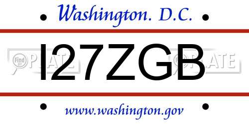 I27ZGB District Of Columbia License Plate