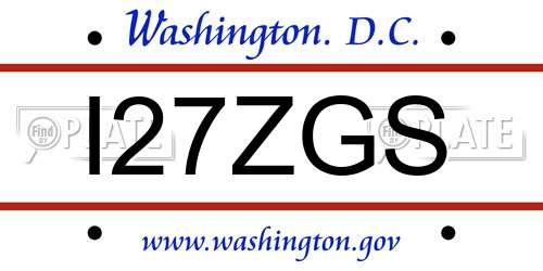I27ZGS District Of Columbia License Plate