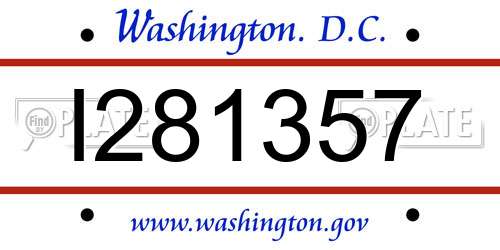 I281357 District Of Columbia License Plate