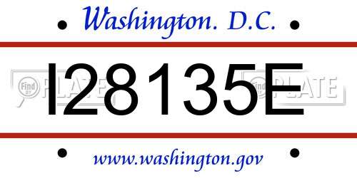 I28135E District Of Columbia License Plate