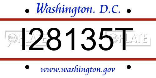 I28135T District Of Columbia License Plate
