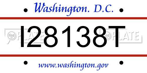 I28138T District Of Columbia License Plate