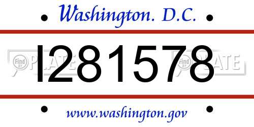 I281578 District Of Columbia License Plate