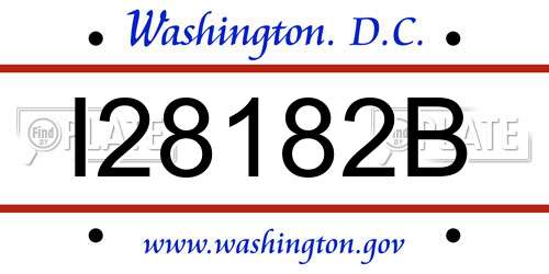 I28182B District Of Columbia License Plate
