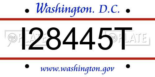 I28445T District Of Columbia License Plate