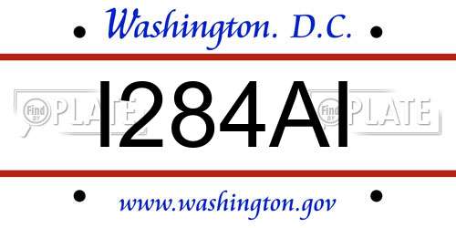 I284AI District Of Columbia License Plate