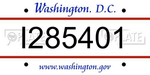 I285401 District Of Columbia License Plate