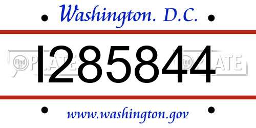 I285844 District Of Columbia License Plate
