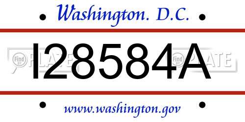 I28584A District Of Columbia License Plate