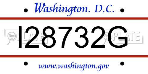 I28732G District Of Columbia License Plate