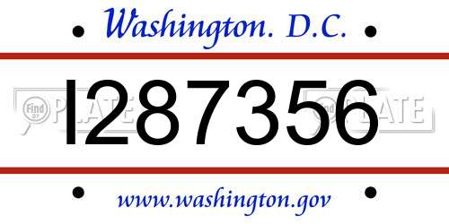 I287356 District Of Columbia License Plate