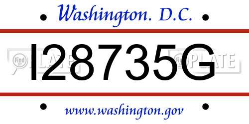 I28735G District Of Columbia License Plate