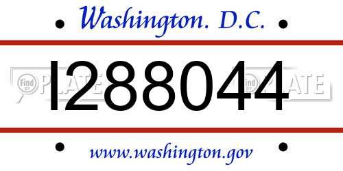 I288044 District Of Columbia License Plate