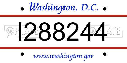 I288244 District Of Columbia License Plate