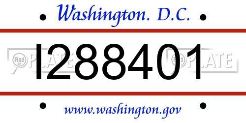 I288401 District Of Columbia License Plate