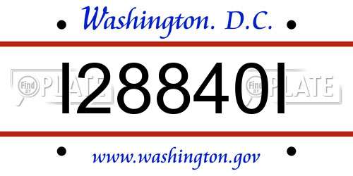 I28840I District Of Columbia License Plate