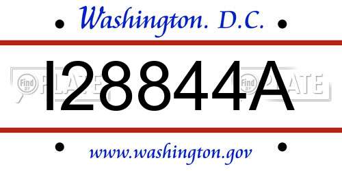 I28844A District Of Columbia License Plate