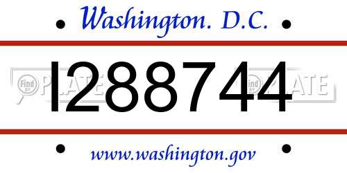 I288744 District Of Columbia License Plate