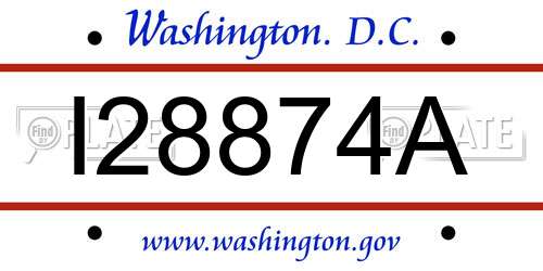 I28874A District Of Columbia License Plate