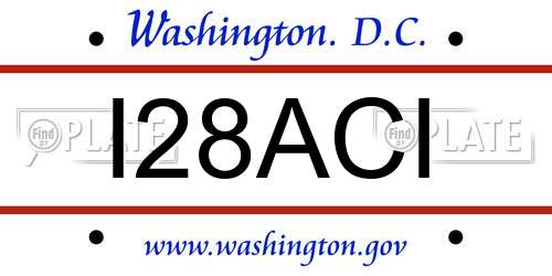 I28ACI District Of Columbia License Plate