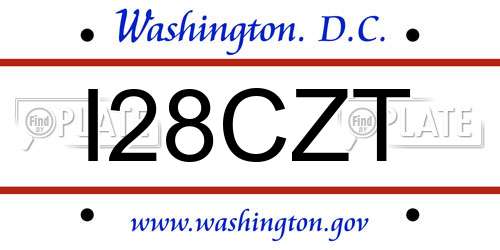I28CZT District Of Columbia License Plate