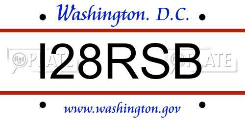 I28RSB District Of Columbia License Plate