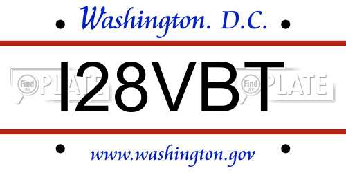 I28VBT District Of Columbia License Plate