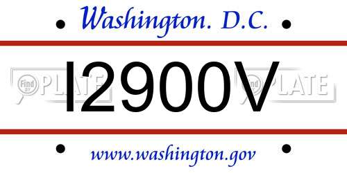 I2900V District Of Columbia License Plate