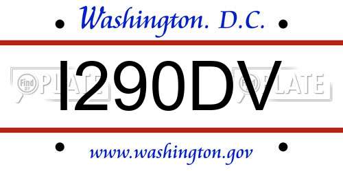 I290DV District Of Columbia License Plate