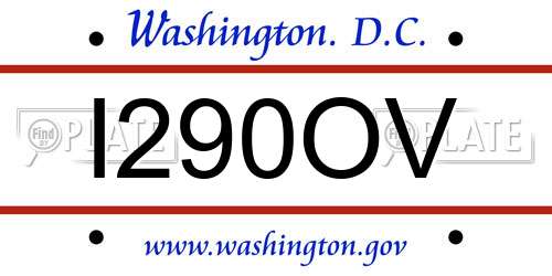 I290OV District Of Columbia License Plate