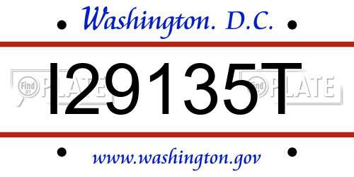 I29135T District Of Columbia License Plate