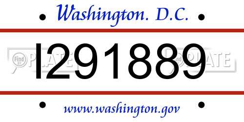I291889 District Of Columbia License Plate