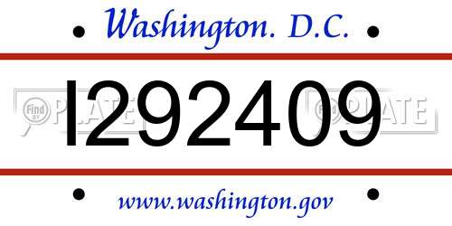 I292409 District Of Columbia License Plate