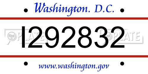 I292832 District Of Columbia License Plate