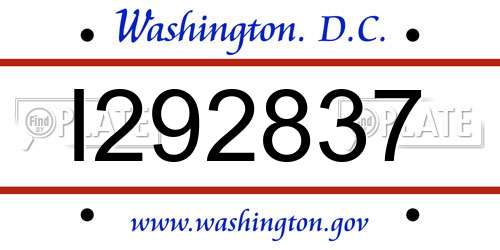 I292837 District Of Columbia License Plate
