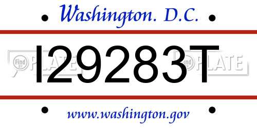 I29283T District Of Columbia License Plate