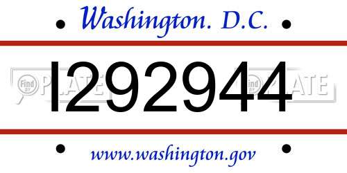 I292944 District Of Columbia License Plate
