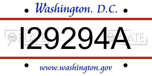 I29294A District Of Columbia License Plate