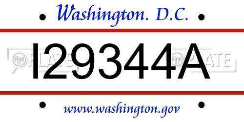 I29344A District Of Columbia License Plate