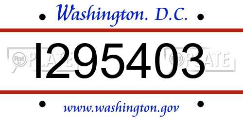 I295403 District Of Columbia License Plate