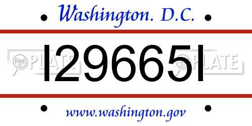 I29665I District Of Columbia License Plate